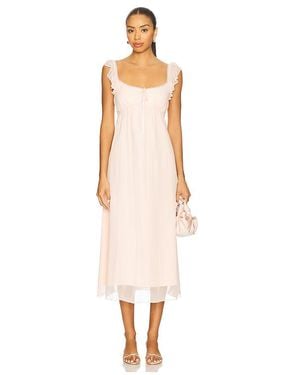 LPA Seina Midi Dress in White | Lyst UK