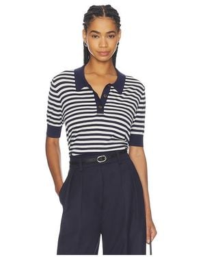 RENGGLI Stripe Knit Polo - Blue