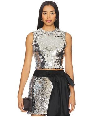 PATBO Top Con Lentejuelas Moonlight En Color Plateado Metálico Talla (También En 10, 2, 4, 6, 8) - Negro