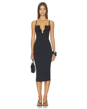 Fleur du Mal Vestido Midi Elástico Con Micro Escote En U Le En Color Negro Talla (También En S) - Azul