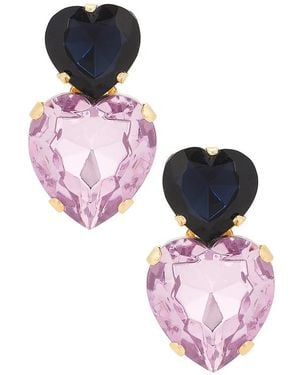 Anton Heunis Omega Clasp Double Heart Stud Earrings - Pink