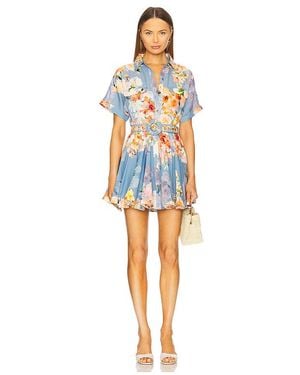 Hemant & Nandita Short Dress With Buckle Belt - Blue