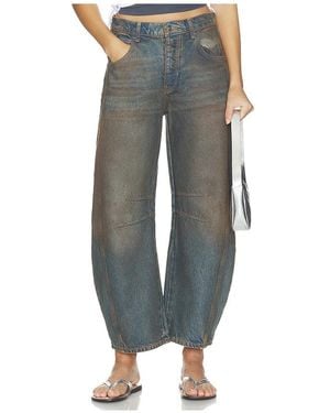 Free People Mid-Rise-Jeans Mit Barrel-Bein We The Free Good Luck - Grau