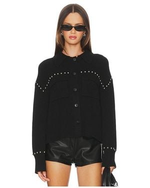 Central Park West Jay Studded Sweater Jacket - Black