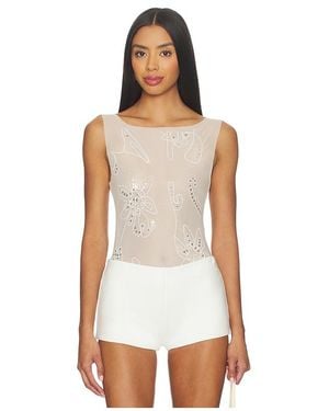 Jaded London Sequin Double Layered Tank トップ - ホワイト