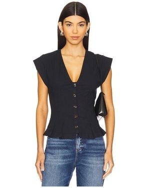 Free People Chaleco Dylan En Color Negro Talla (También En Xs, S, M, Xl) - Azul