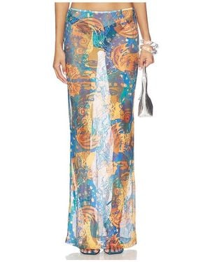 Donde Esteban El Beso Mesh Lace Skirt - Blue