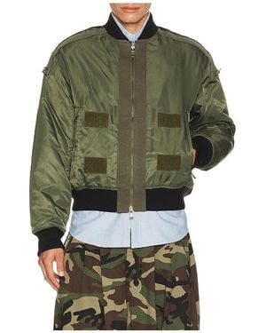 ANDERSSON BELL Flight Layered Washed Bomber Jacket - Green