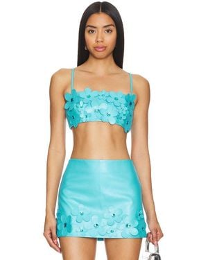 Lovers + Friends Nova Faux Leather Crop Top - Blue