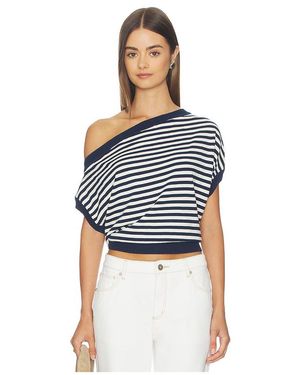A.Brand Cold Shoulder Knit Top - Blue