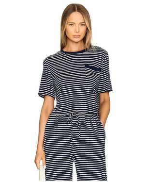 Monrow Verkürztes T-Shirt Mit Tasche Stripe - Blau