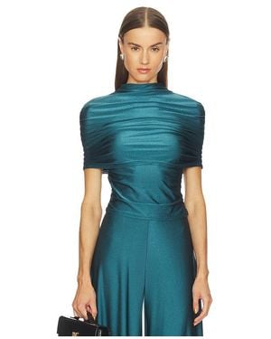 LAPOINTE Mock Neck Ruched Top - Blue