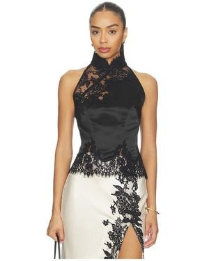 SAU LEE Elva Satin Top - Black