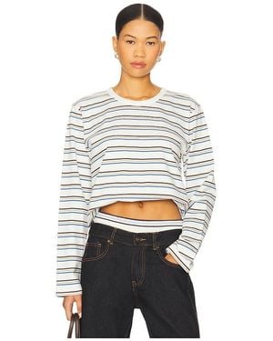 La Ligne Multi Striped Long Sleeve Boyfriend Tee - White