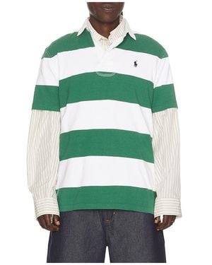 Polo Ralph Lauren Poloshirt Mit Streifen Short Sleeve Jersey Knit Iconic Rugby - Grün