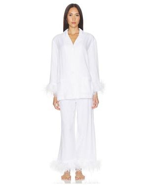 Sleeper Party Pajama Set With Detachable Feathers - White