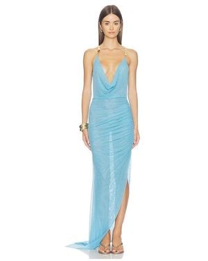 SIDERA Caelia Reversible Asymmetric Cowl Neck Dress - Blue