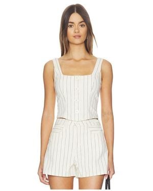 L'Agence Saga Button Front Top - White