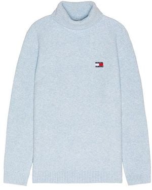 Tommy Hilfiger Slim Roll Neck Badge Jumper - Blue