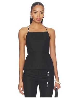 L'academie Anaia Linen Top - Black