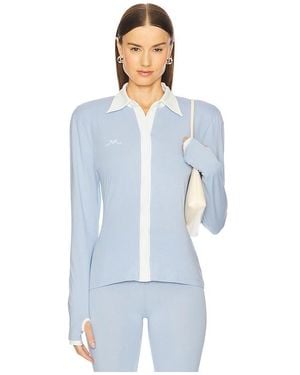 ROWEN ROSE Long Sleeve Polo Top - Blau