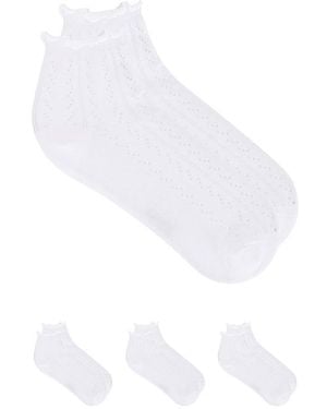 Stems 3-Pack Pointelle Mid Crew Socks - White