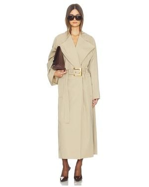 Balmain Belted Gabardine Long Trench - Natural