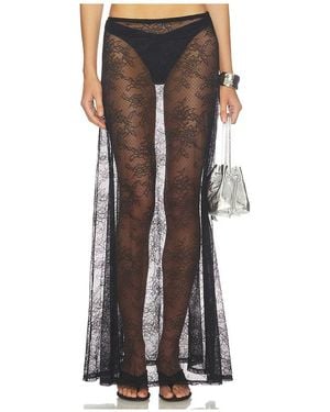 Runaway the Label Jenna Low Waist Lace Maxi Skirt - Brown