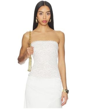 Runaway the Label Loana Lace Trim Strapless Top - White