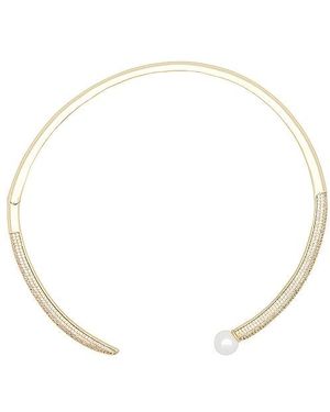 By Adina Eden Choker Pave X Pearl Open Collar - Weiß