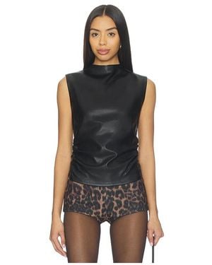 Hudson Jeans Faux Leather Top - Black