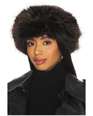 Jocelyn Faux Shearling Roller Hat - Black