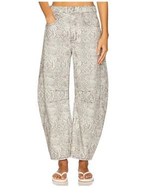 Free People Goodluck Printed Barrel Pant - White