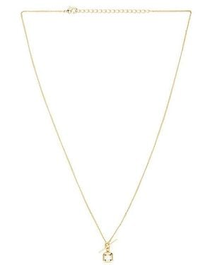 By Adina Eden Square Solitaire Stone Toggle Charm Necklace - White