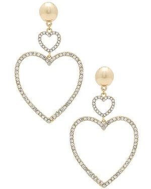 Ettika Two Hearts Drop Earrings - Metallic