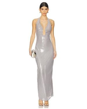 Misha Langes Paillettenkleid Alusia - Weiß