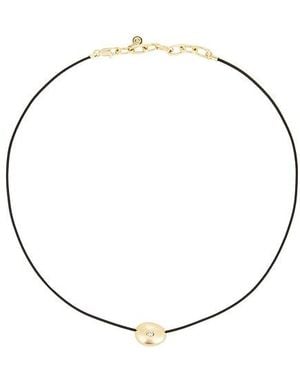 Ettika Polished Pebble Leather Pendant Necklace - Black
