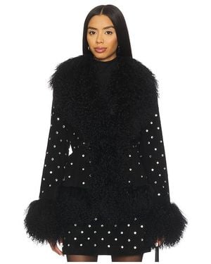 Susanna Chow Dorothy Diamante Suede Coat - Black