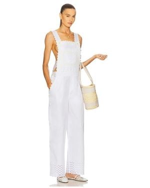 Helsa The Summer Overalls With Vintage Swiss Embroidery - White