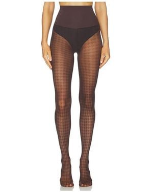 Commando Houndstooth Sheer Tights - Brown