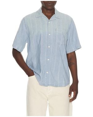 Corridor NYC Striped Seersucker Short Sleeve Shirt - Blue