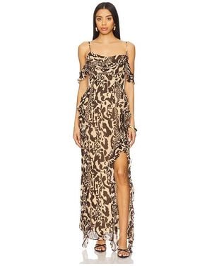 Shona Joy Goldie Ruffle Cowl Maxi Dress - Metallic