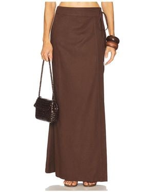 RIOT SWIM Callen Side Tie Maxi Skirt - Brown