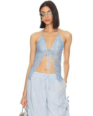 Lovers + Friends Arian Halter Tie Top - Blue