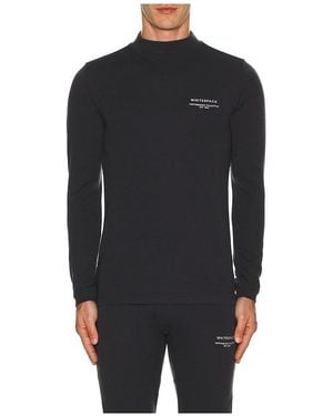 White/space Merino Mock Neck Baselayer T-Shirt - Black