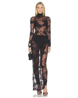 ANDAMANE Tessa Lace Turtleneck Openback Jumpsuit - Black