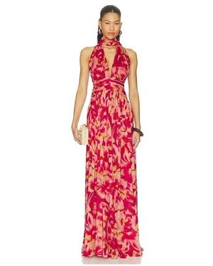 Rococo Sand Ruched Sash Maxi Dress - Red