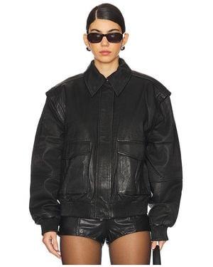 Remain Leather Bomber Jacket - Black