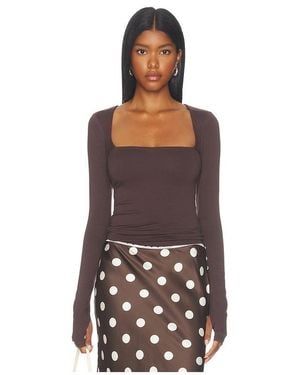 AFRM Ines Knit Crepe Top En Color Chocolate Talla (También En L, M, S, Xl, Xs, Xxl, Xxs) - Marrón