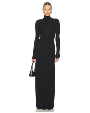 Enza Costa Silk Rib Fluid Turtleneck Dress - Black